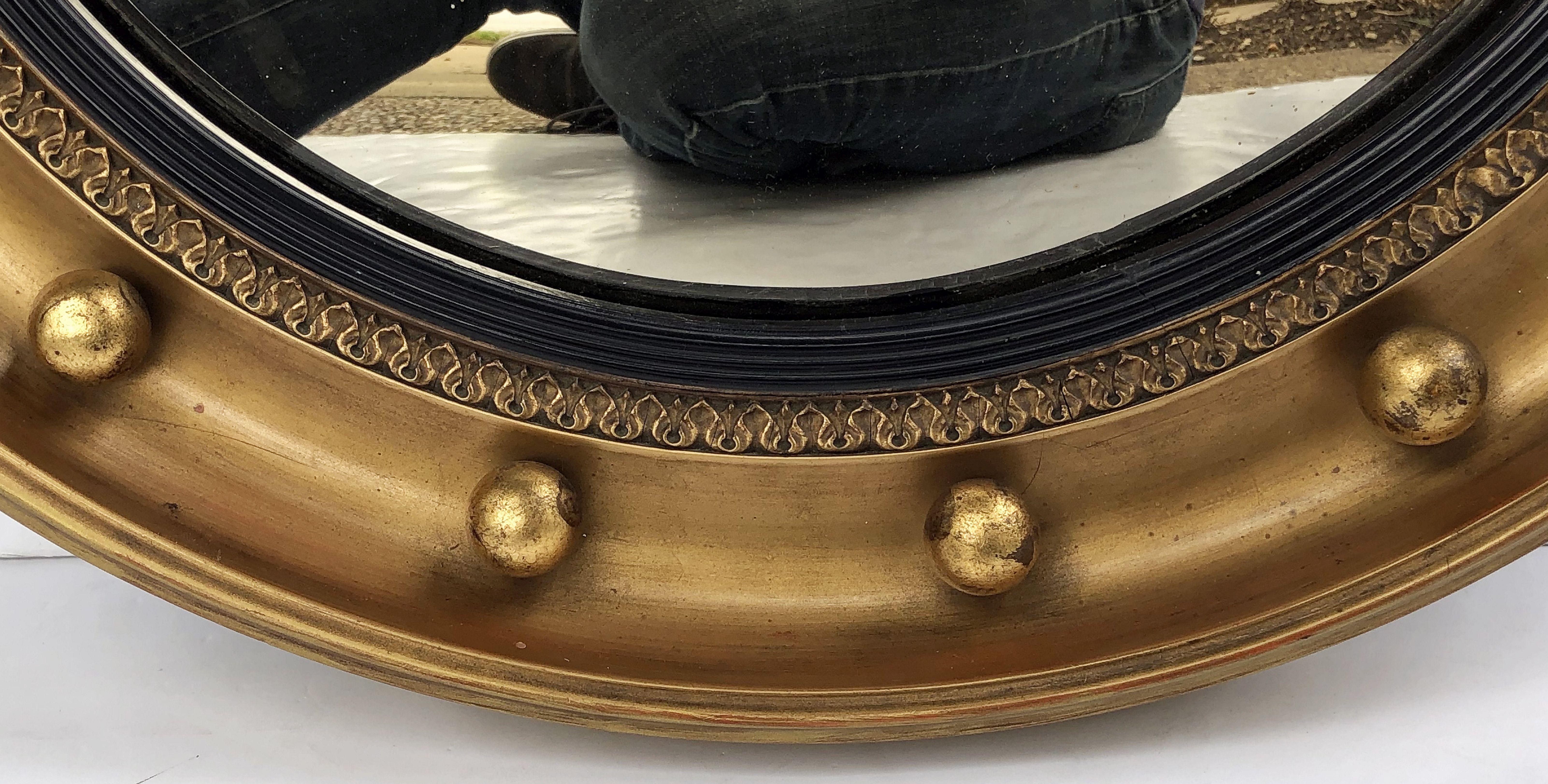 Englischer runder vergoldeter Spiegel mit konvexem Rahmen (Durchmesser 19 3/8) 1