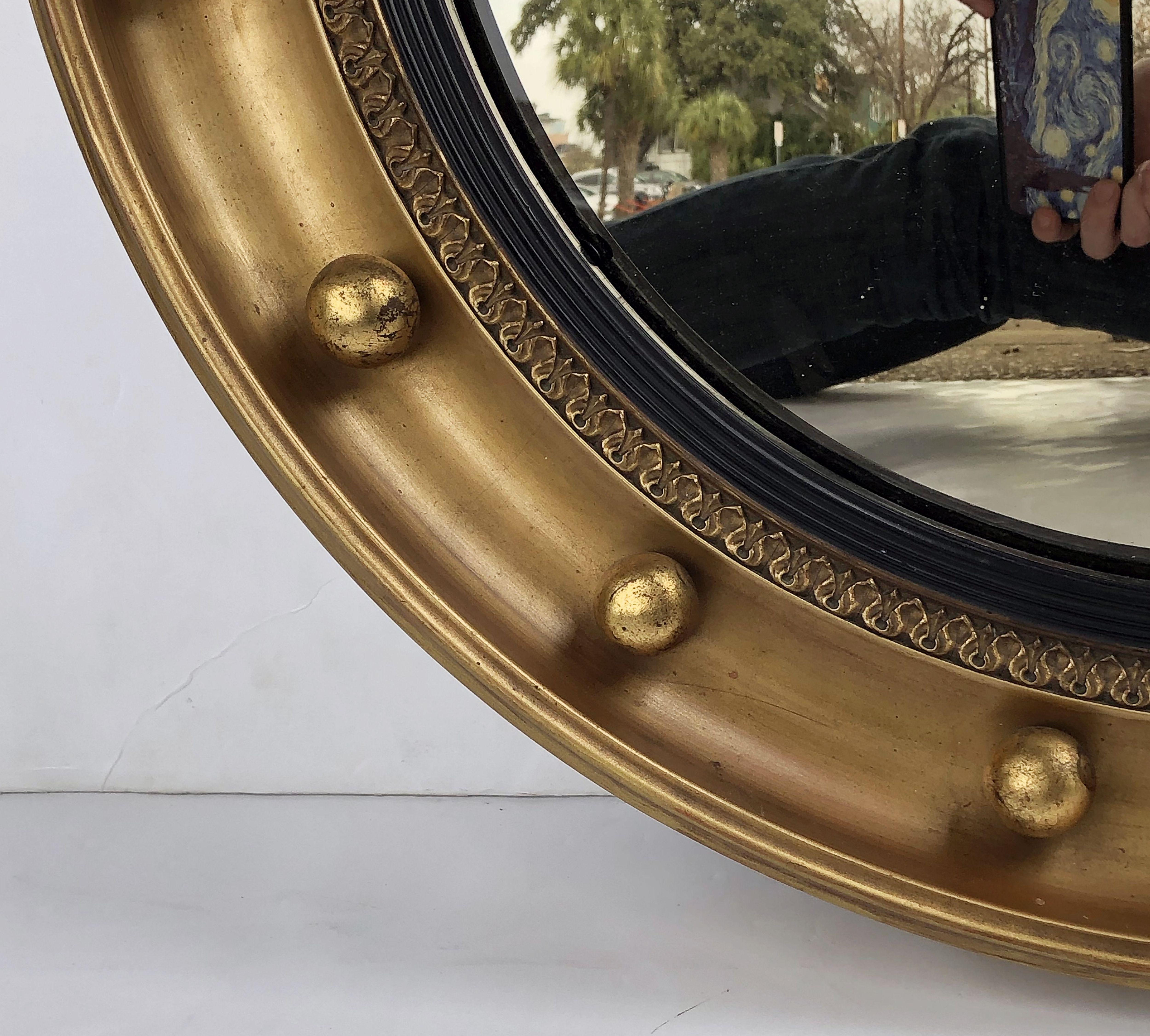 Englischer runder vergoldeter Spiegel mit konvexem Rahmen (Durchmesser 19 3/8) 2