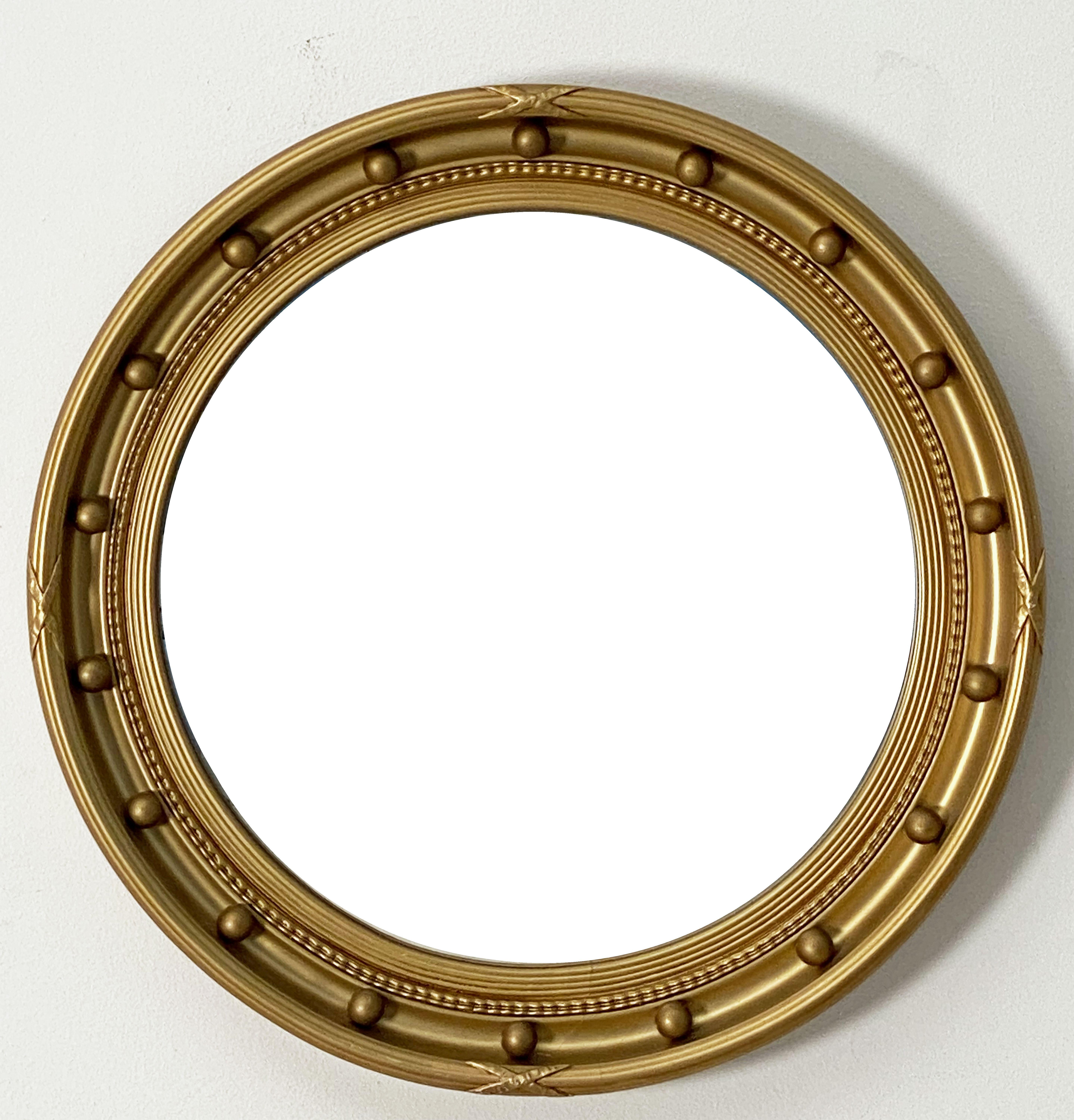 English Round Gilt Framed Convex Mirror (Dia 20 1/2) 3