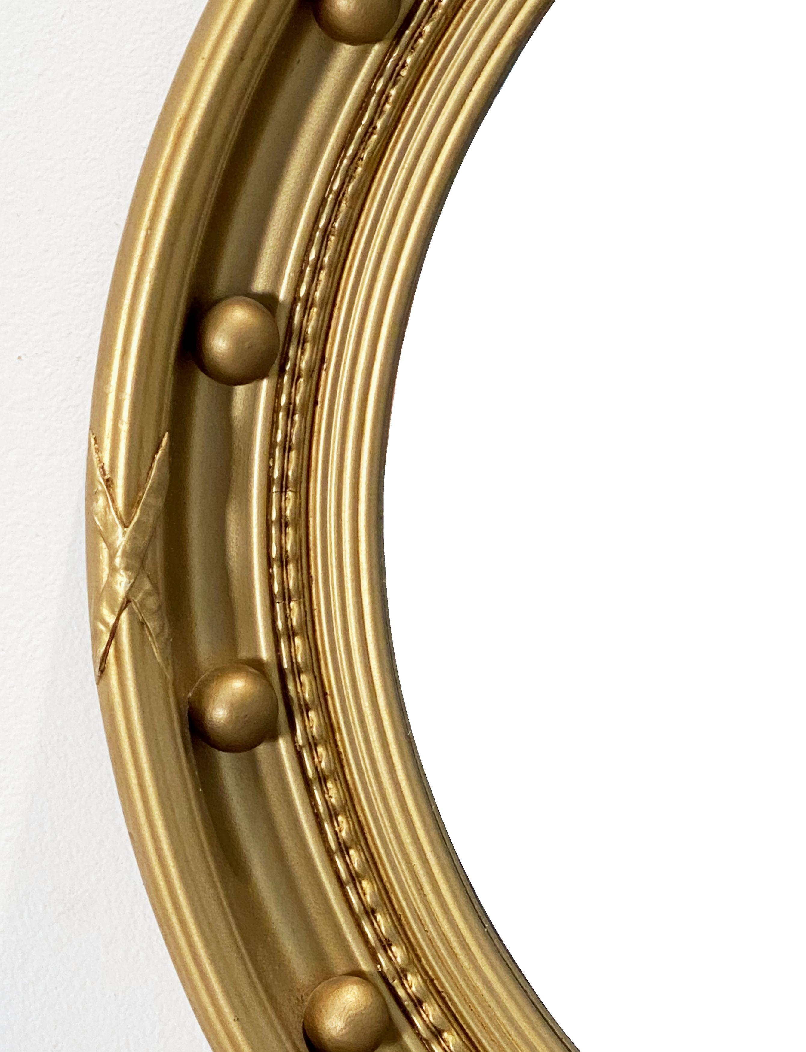 Regency English Round Gilt Framed Convex Mirror (Dia 20 1/2)