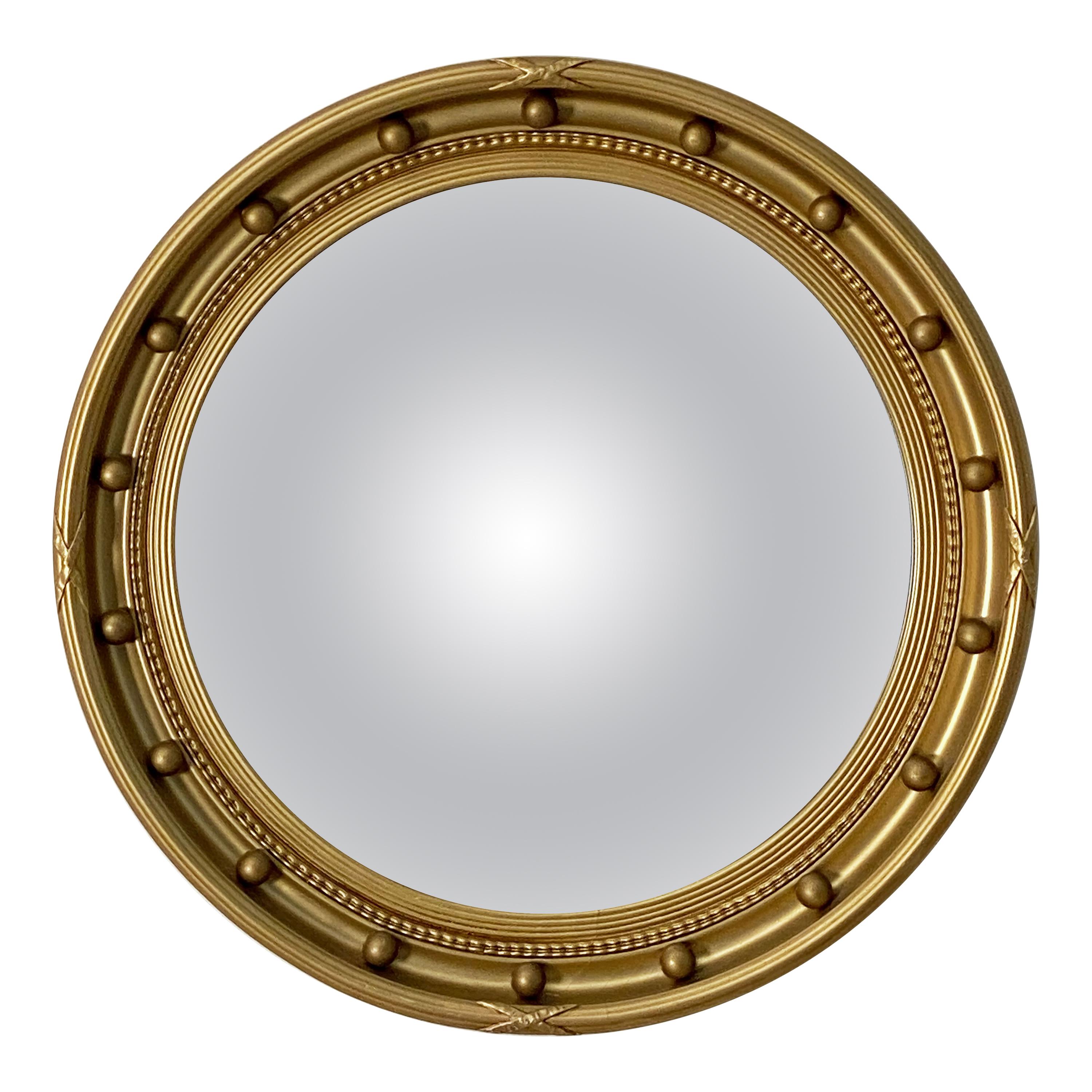 English Round Gilt Framed Convex Mirror (Dia 20 1/2)