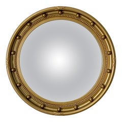 Miroir rond anglais avec cadre doré et convexe (Dia 20 1/2)