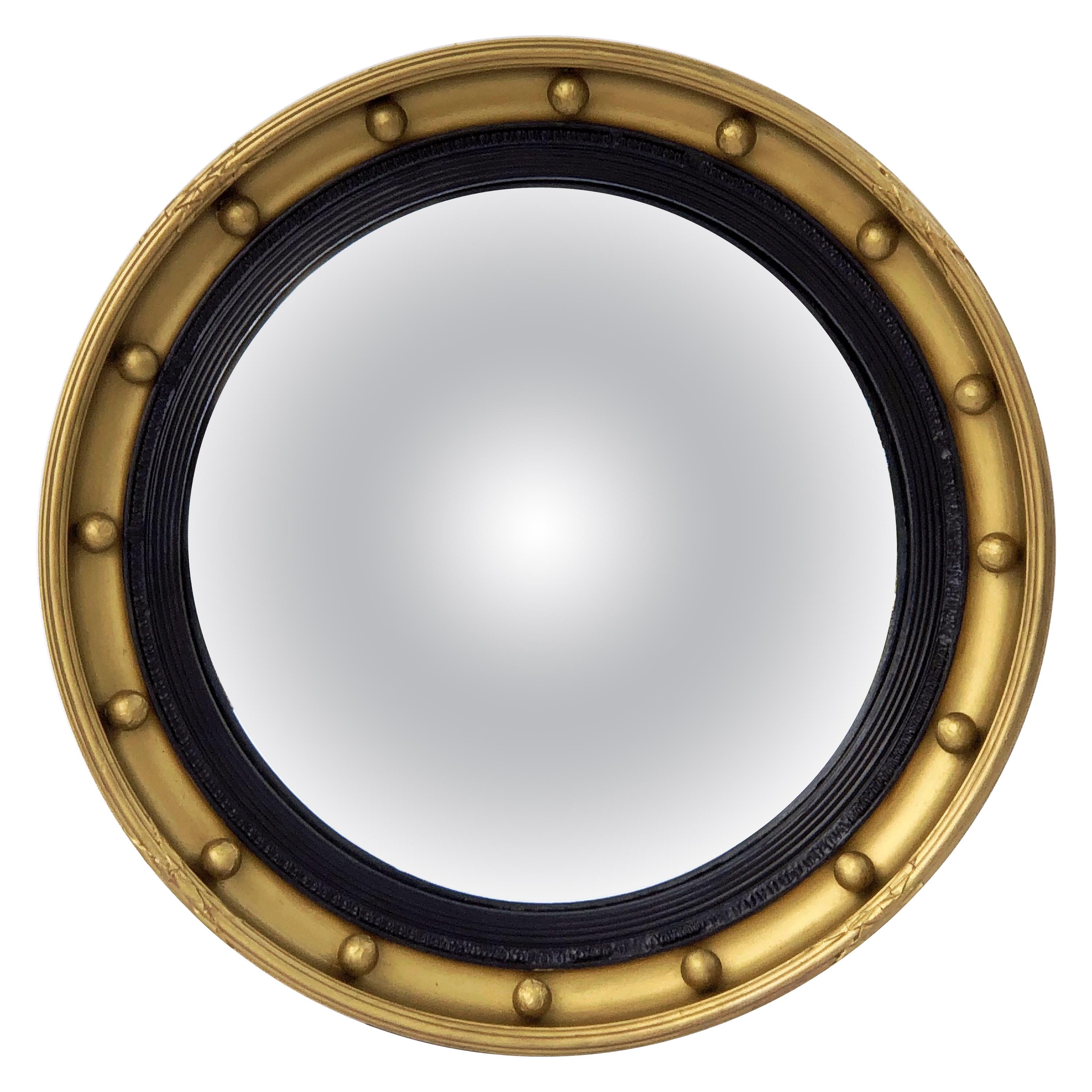 English Round Gilt Framed Convex Mirror (Diameter 18 3/4)