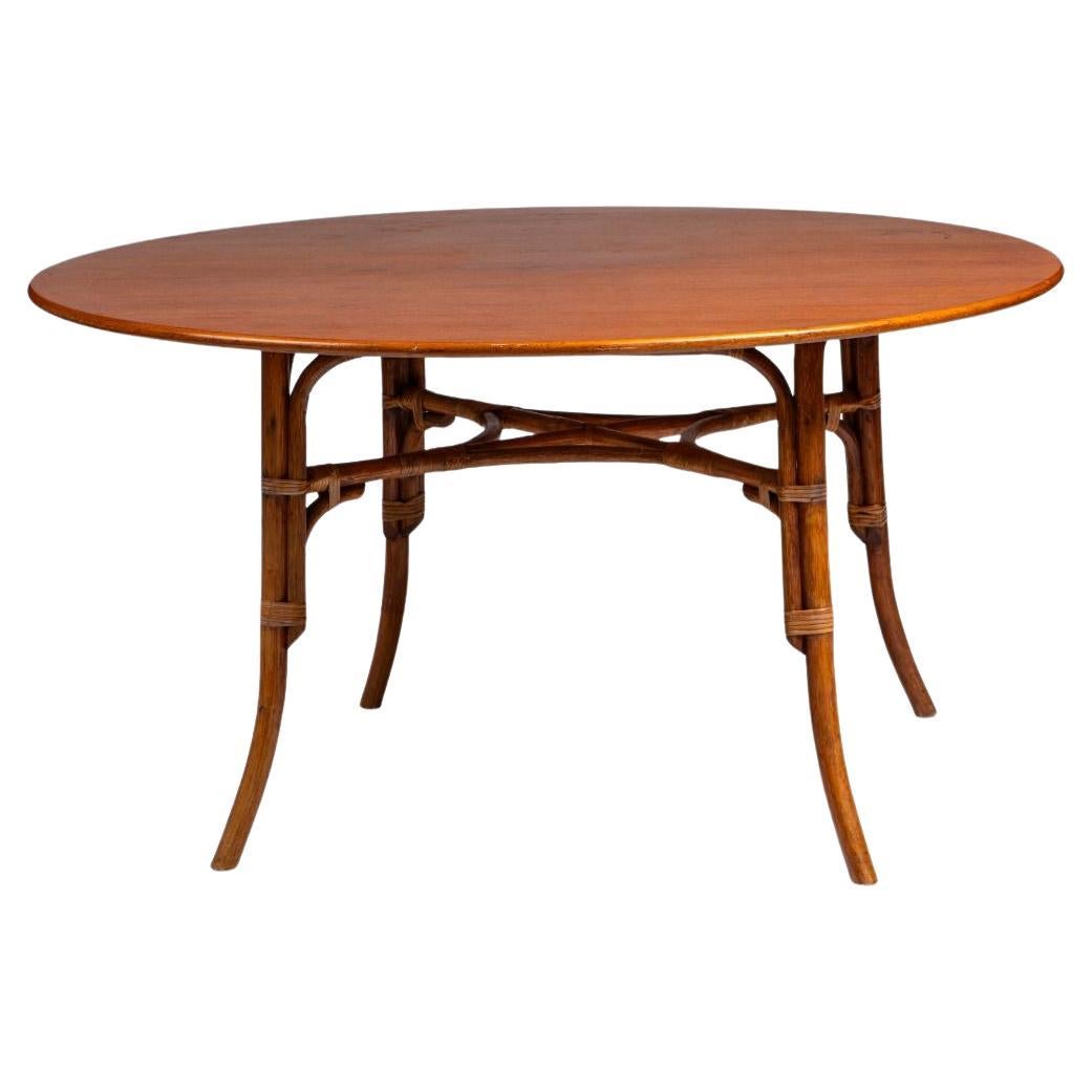 Englischer runder Mahagoni-Esstisch mit Bambusfuß