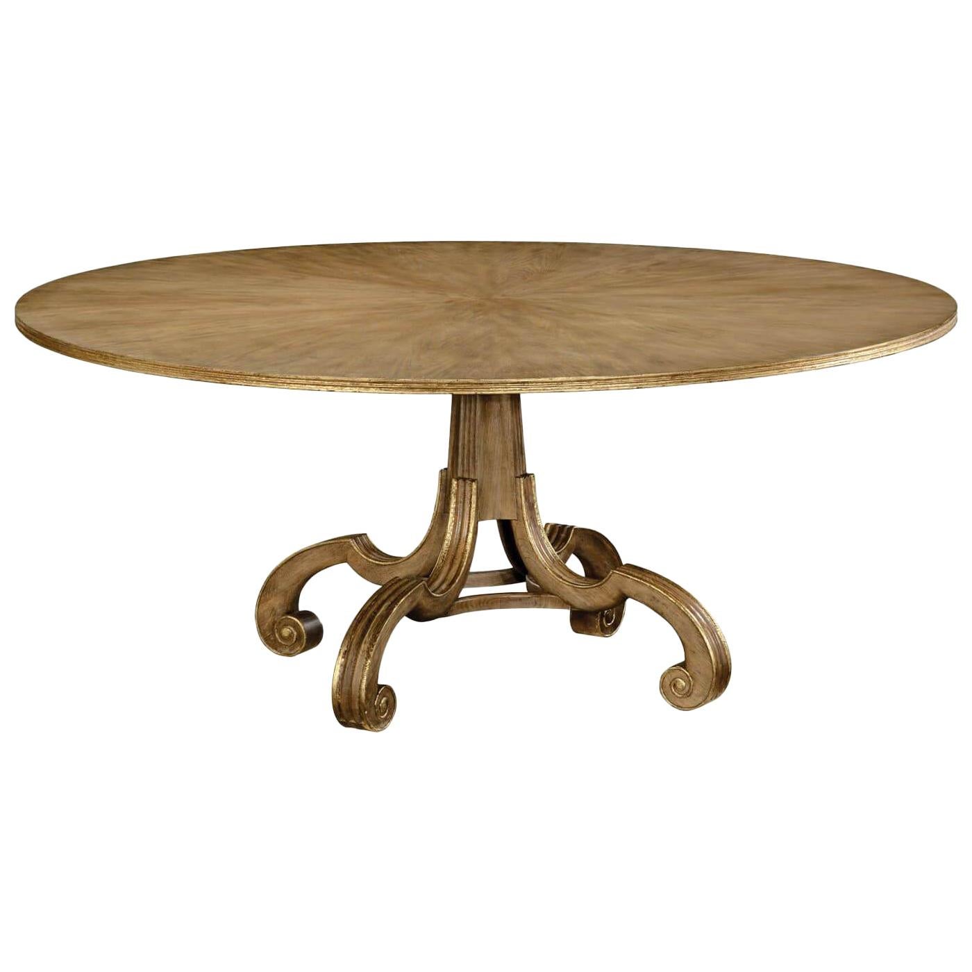 English Round Oak Dining Table For Sale