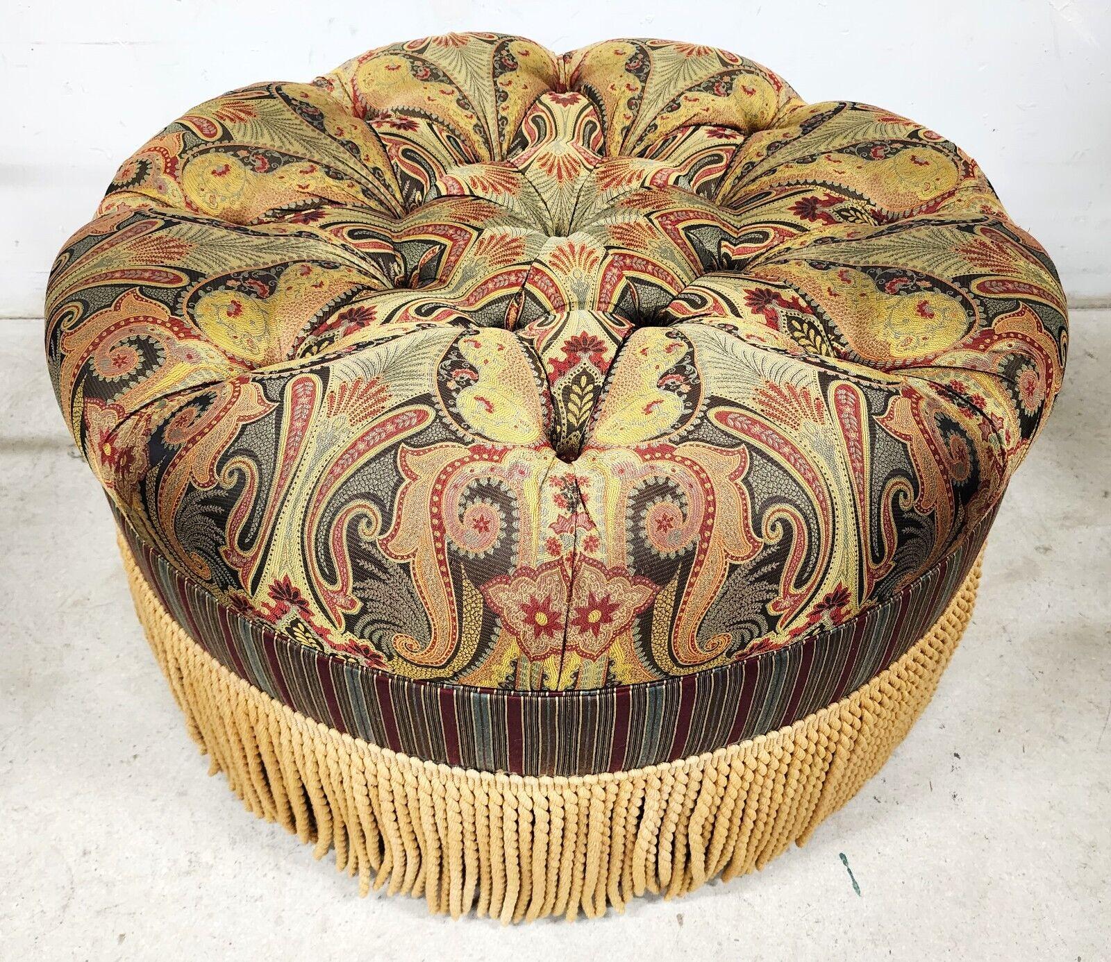 20th Century English Round Ottoman Tufted