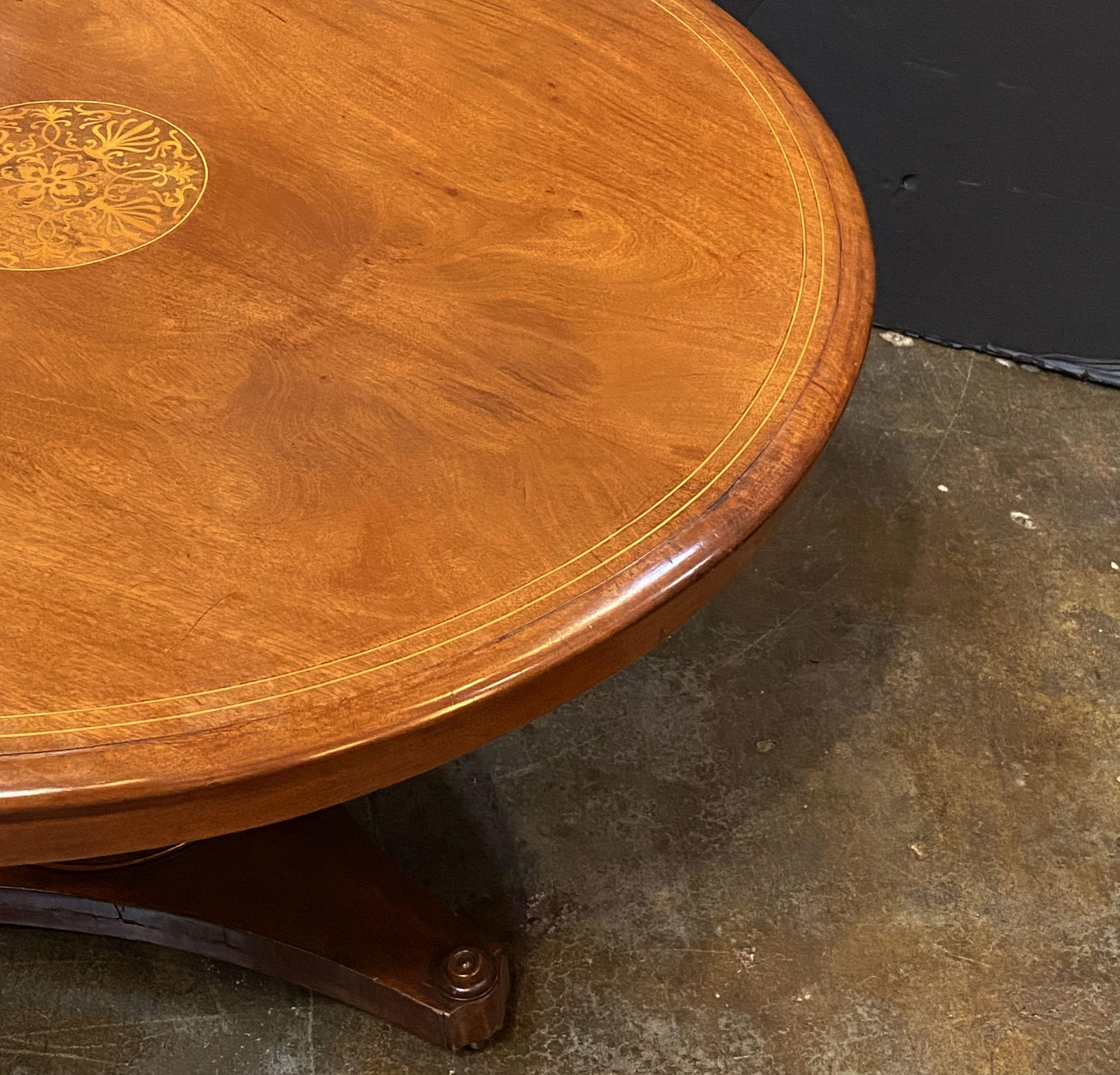 Metal English Round Tilt-Top Center or Breakfast Table of Mahogany