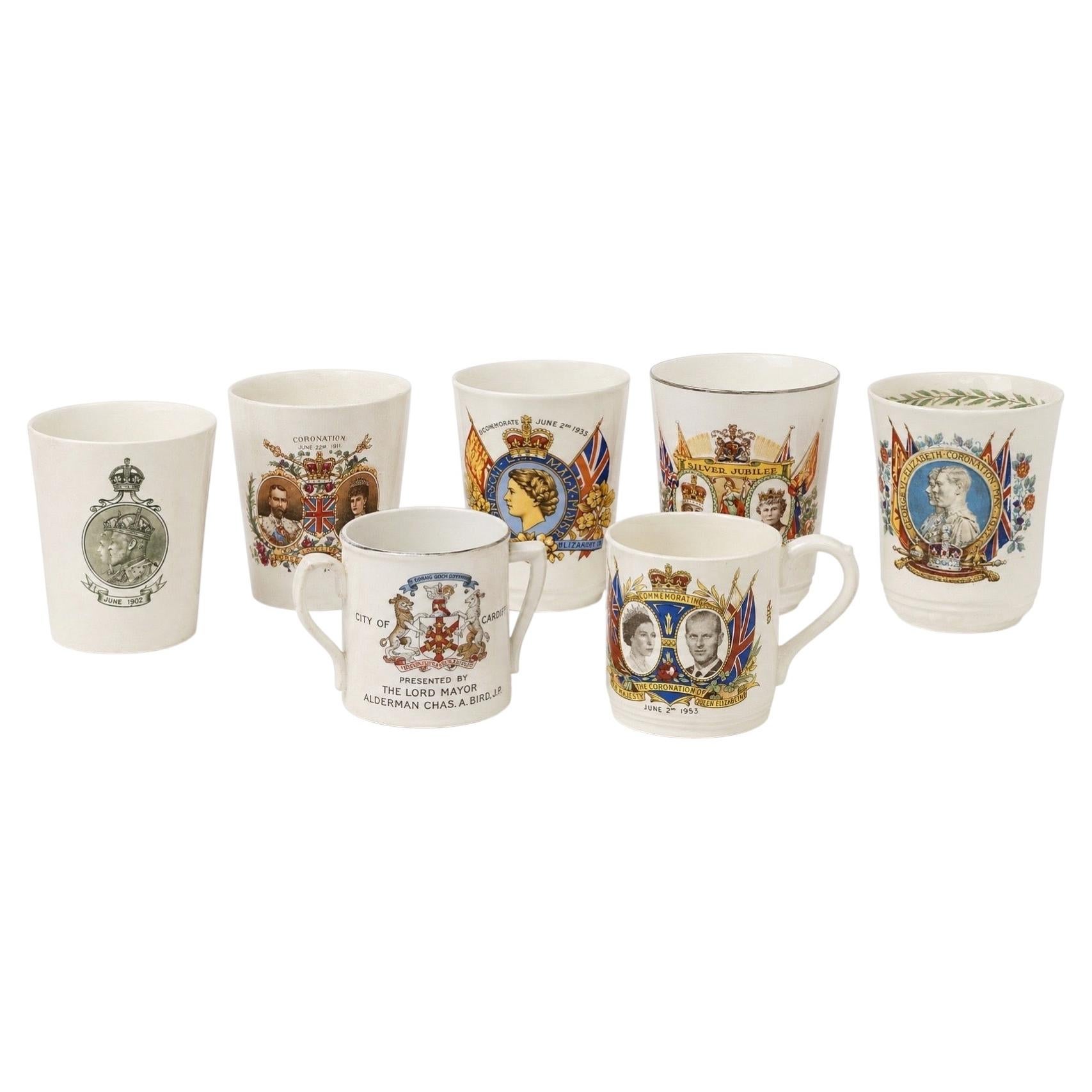 English Royal Coronation & Commemorative Collection of Seven Porcelain Cups