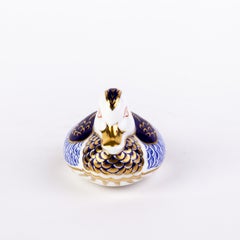 English Royal Crown Derby 24K Gold Porcelain Desk Paperweight Duck