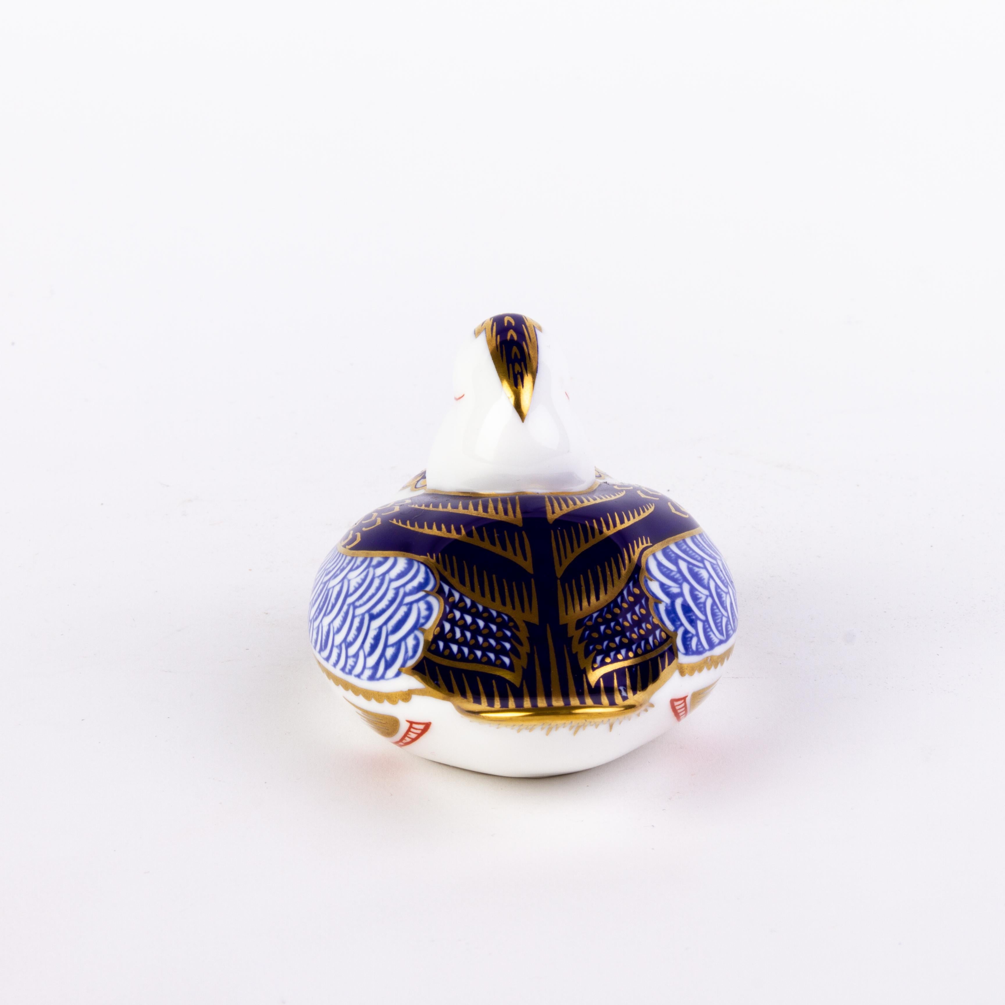 20th Century English Royal Crown Derby 24K Gold Porcelain Desk Paperweight Duck