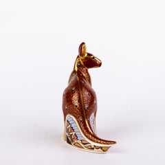 English Royal Crown Derby 24K Gold Porcelain Desk Paperweight Kangaroo
