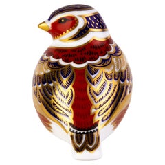 Vintage English Royal Crown Derby 24K Gold Porcelain Desk Paperweight Sparrow Bird