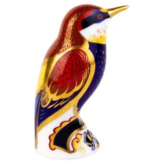 English Royal Crown Derby 24K Gold Porcelain Paperweight Bee-Eater Bird 