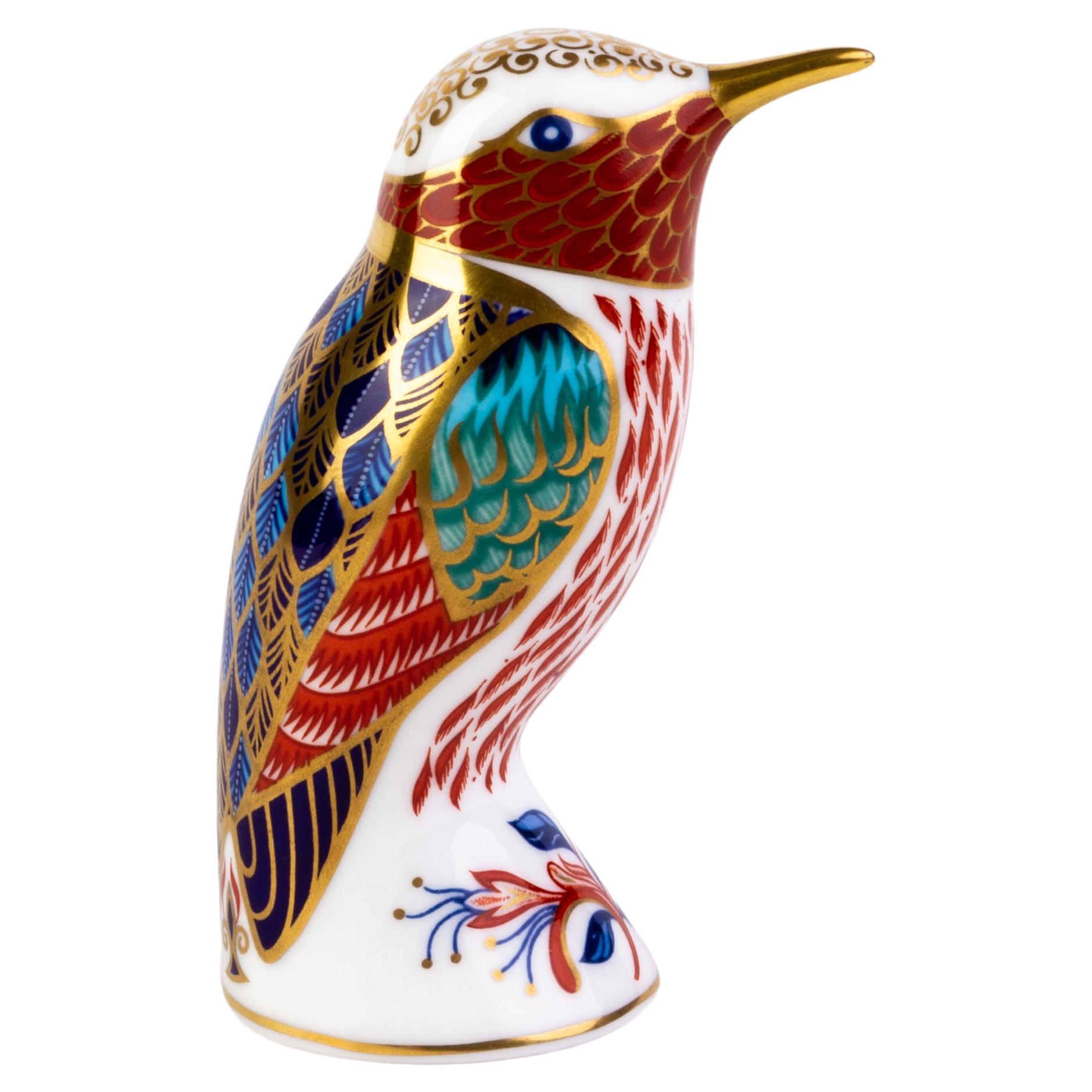 English Royal Crown Derby 24K Gold Porcelain Paperweight Penguin For