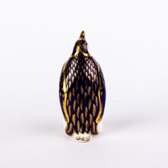 English Royal Crown Derby 24K Gold Porcelain Paperweight Penguin