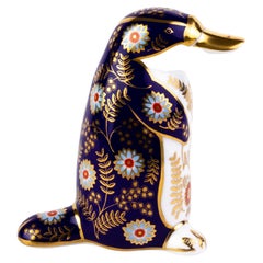 English Royal Crown Derby 24K Gold Porcelain Paperweight Platypus