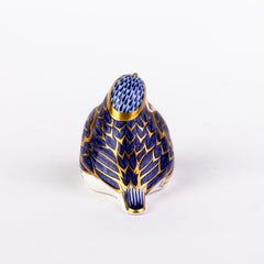 English Royal Crown Derby 24K Gold Porcelain Paperweight Robin Bird