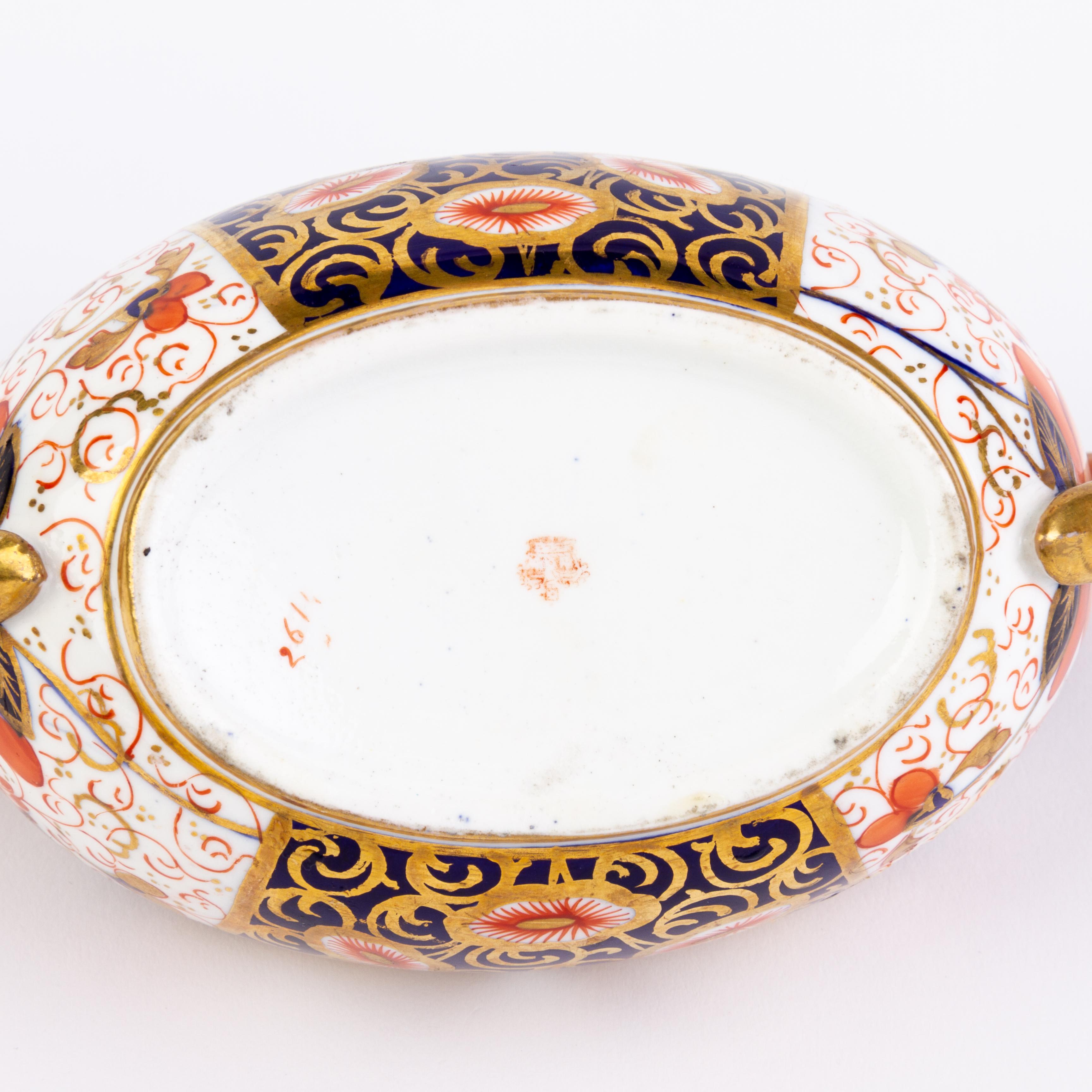 English Royal Crown Derby Imari Fine Gilt Porcelain Lidded Sugar Bowl 2