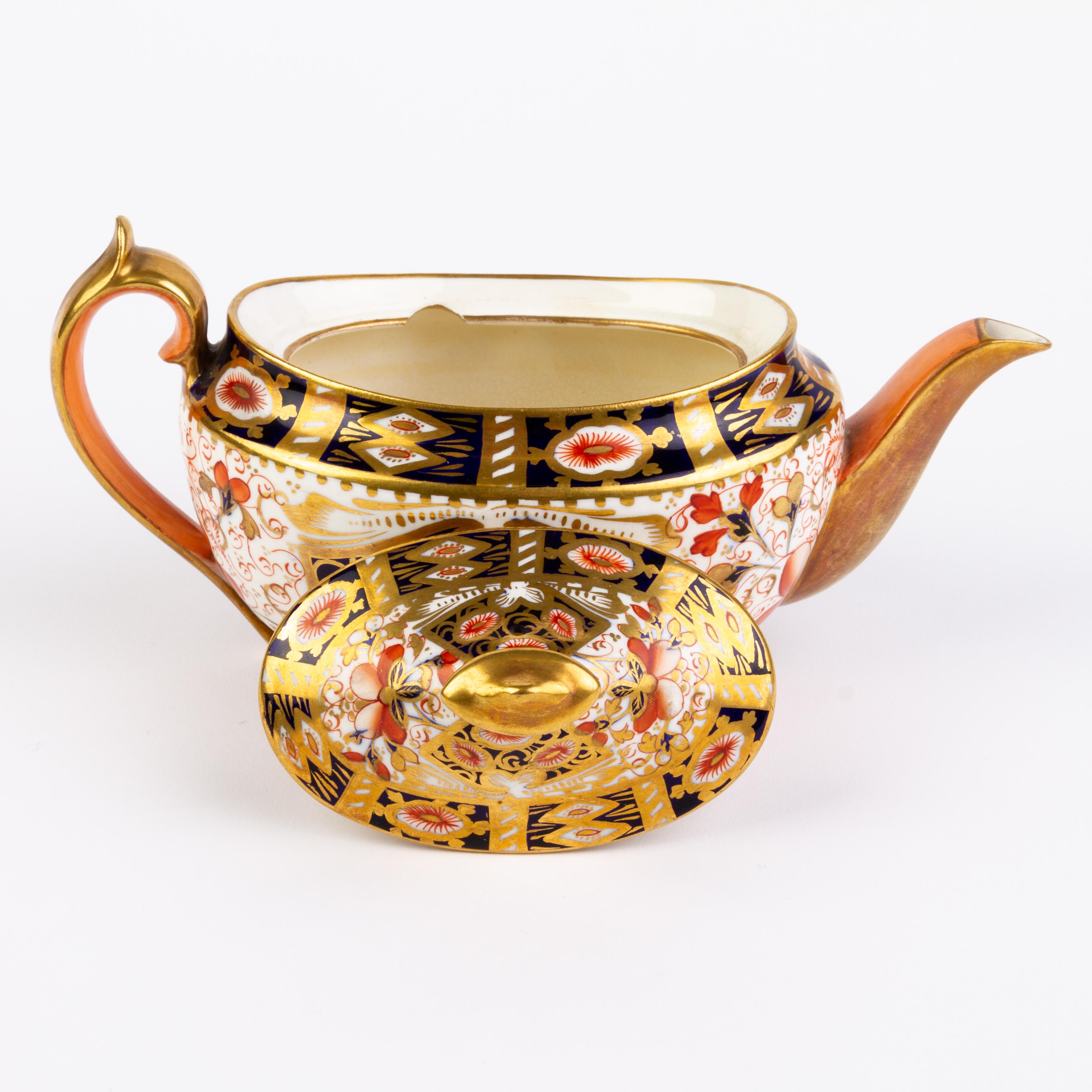 English Royal Crown Derby Imari Fine Gilt Porcelain Lidded Teapot 1