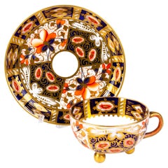 Vintage English Royal Crown Derby Imari Fine Gilt Porcelain Teacup & Saucer