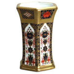 English Royal Crown Derby Old Imari Bone China Gilt Vase with Seal 20thC