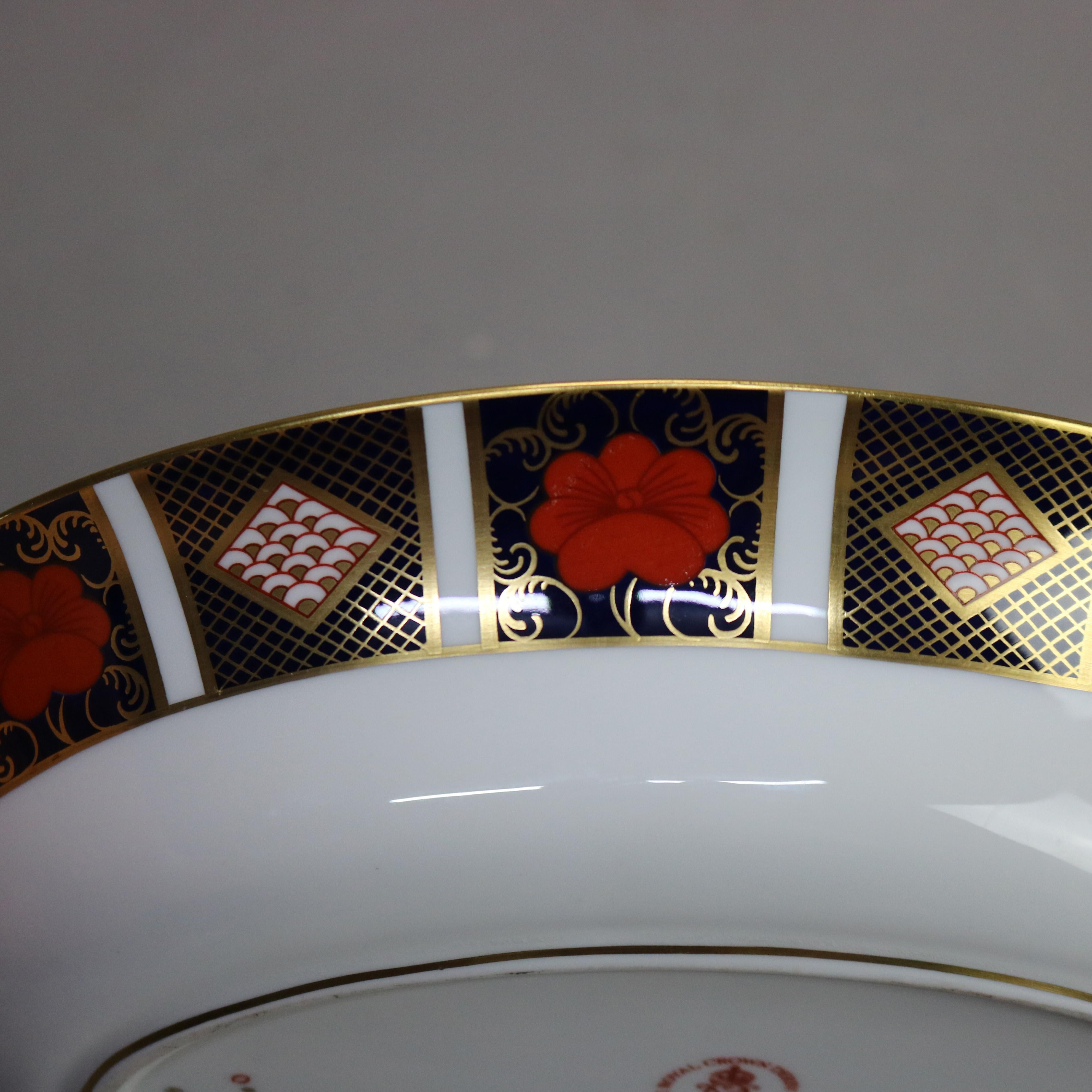 English Royal Crown Derby Old Imari Bone China Gilt Vegetable Bowls with Seals 1