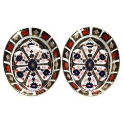 English Royal Crown Derby Old Imari Bone China Gilt Vegetable Bowls with Seals