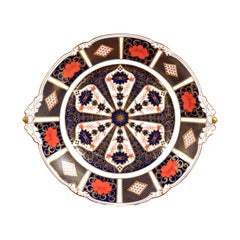 Vintage English Royal Crown Derby Old Imari Porcelain Platter with Scalloped Edges