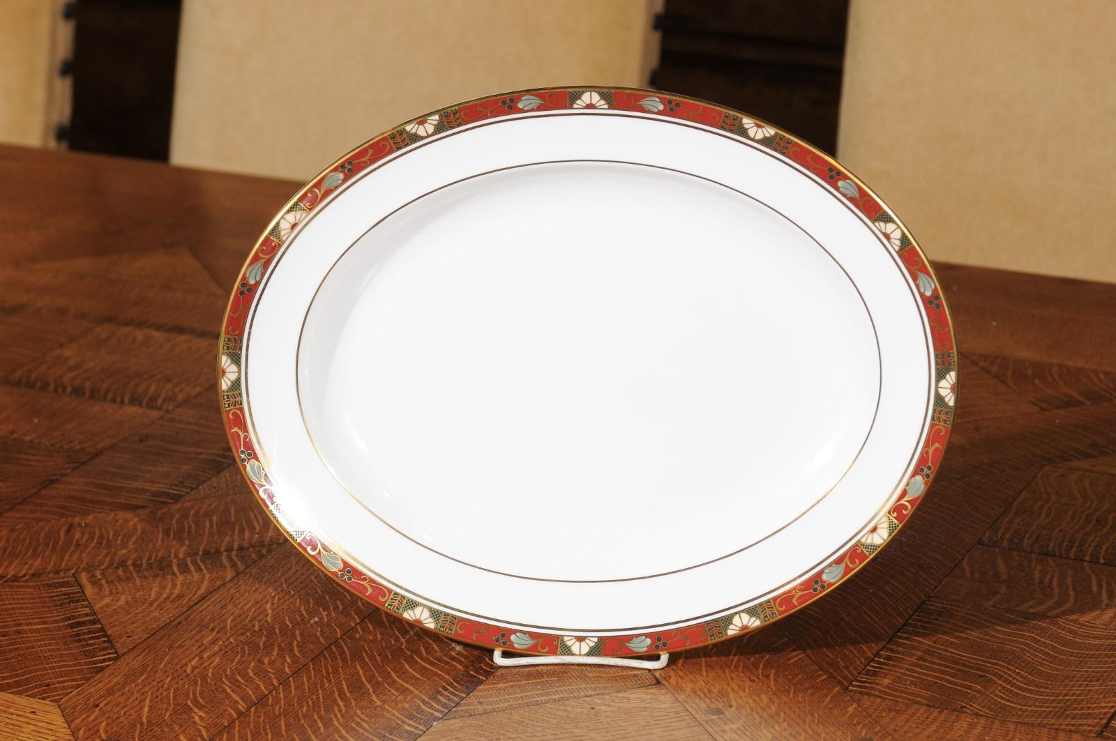English Royal Crown Derby Oval Porcelain Platter with Cloisonné A 1317 Pattern 5