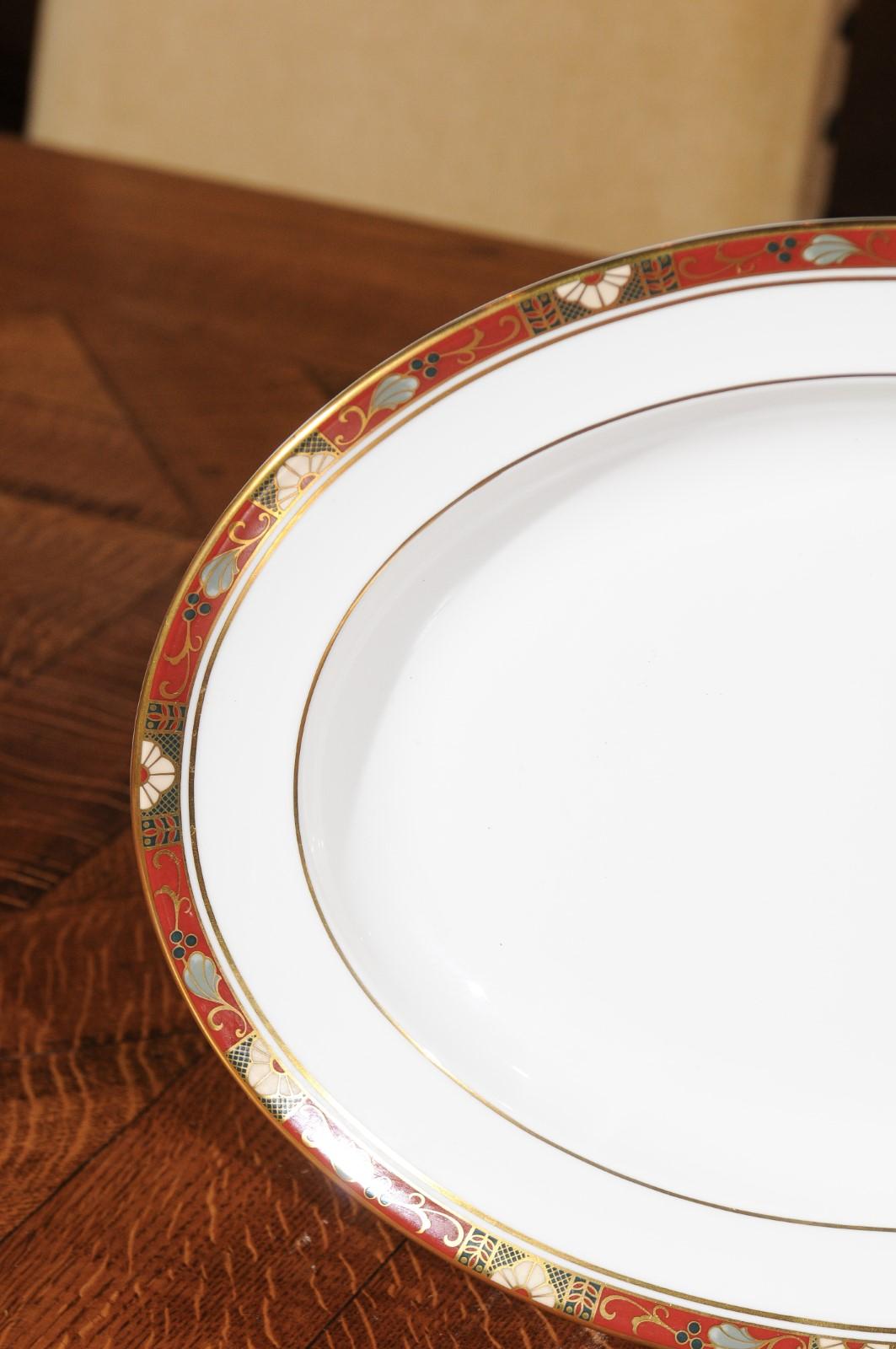 Anglo-Japanese English Royal Crown Derby Oval Porcelain Platter with Cloisonné A 1317 Pattern