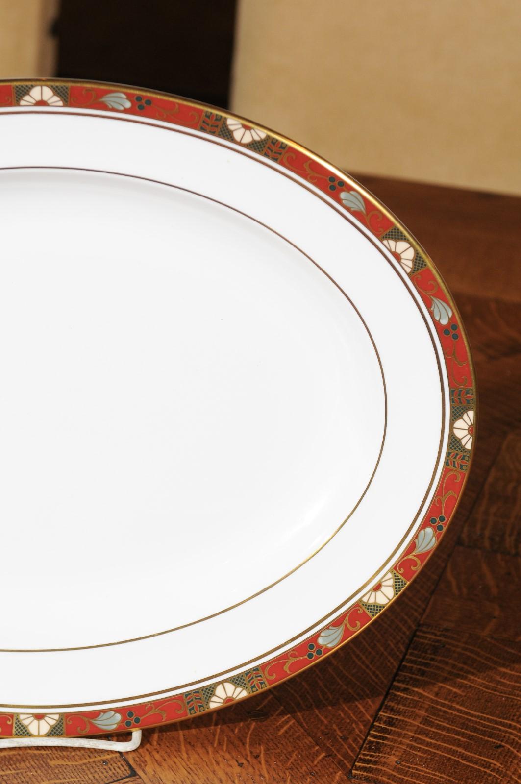 Fired English Royal Crown Derby Oval Porcelain Platter with Cloisonné A 1317 Pattern