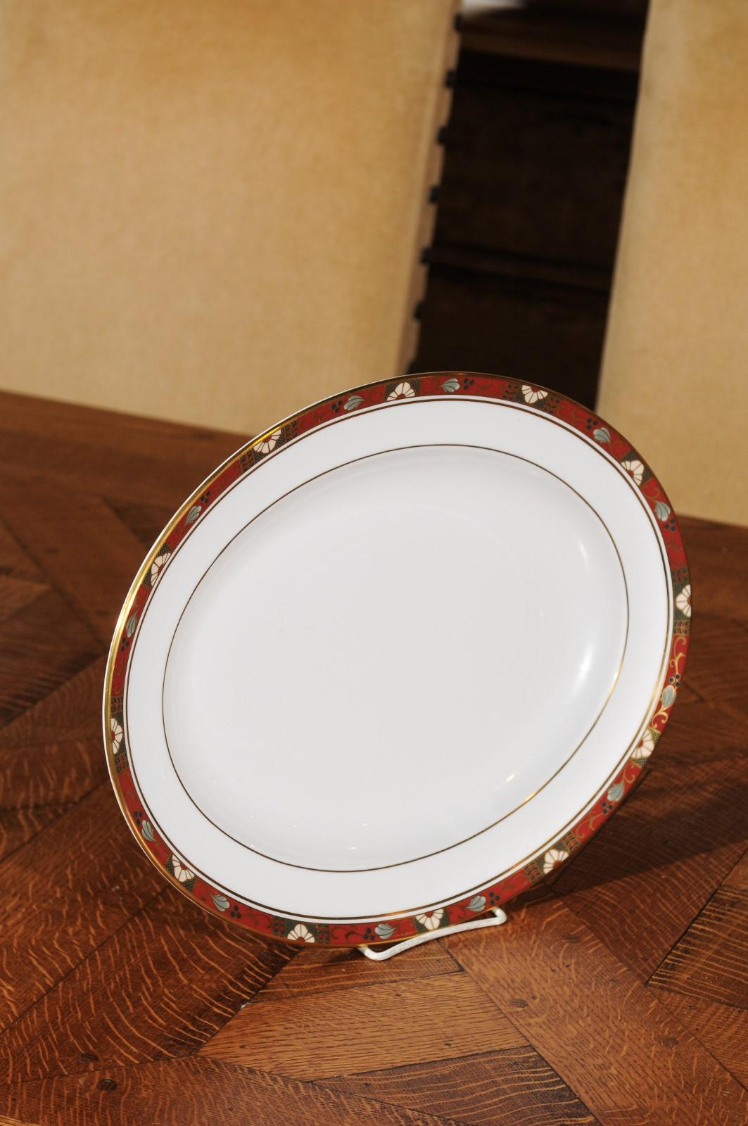 English Royal Crown Derby Oval Porcelain Platter with Cloisonné A 1317 Pattern In Good Condition In Atlanta, GA