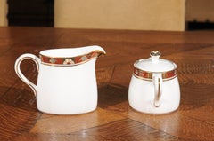 English Royal Crown Derby Porcelain Creamer and Sugar with Cloisonné Patterns