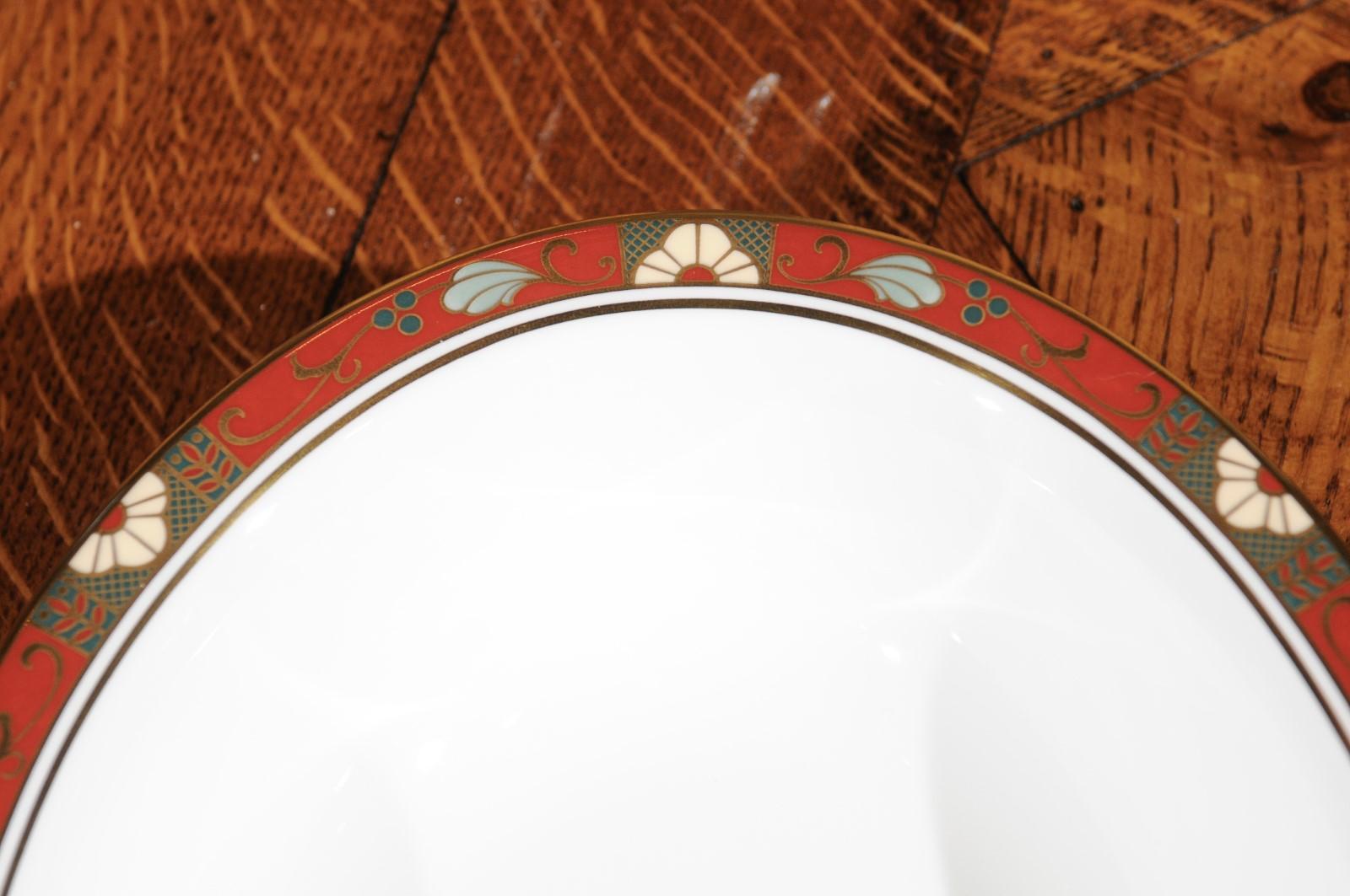 English Royal Crown Derby Porcelain Serving Bowl with a 1317 Cloisonné Pattern For Sale 1