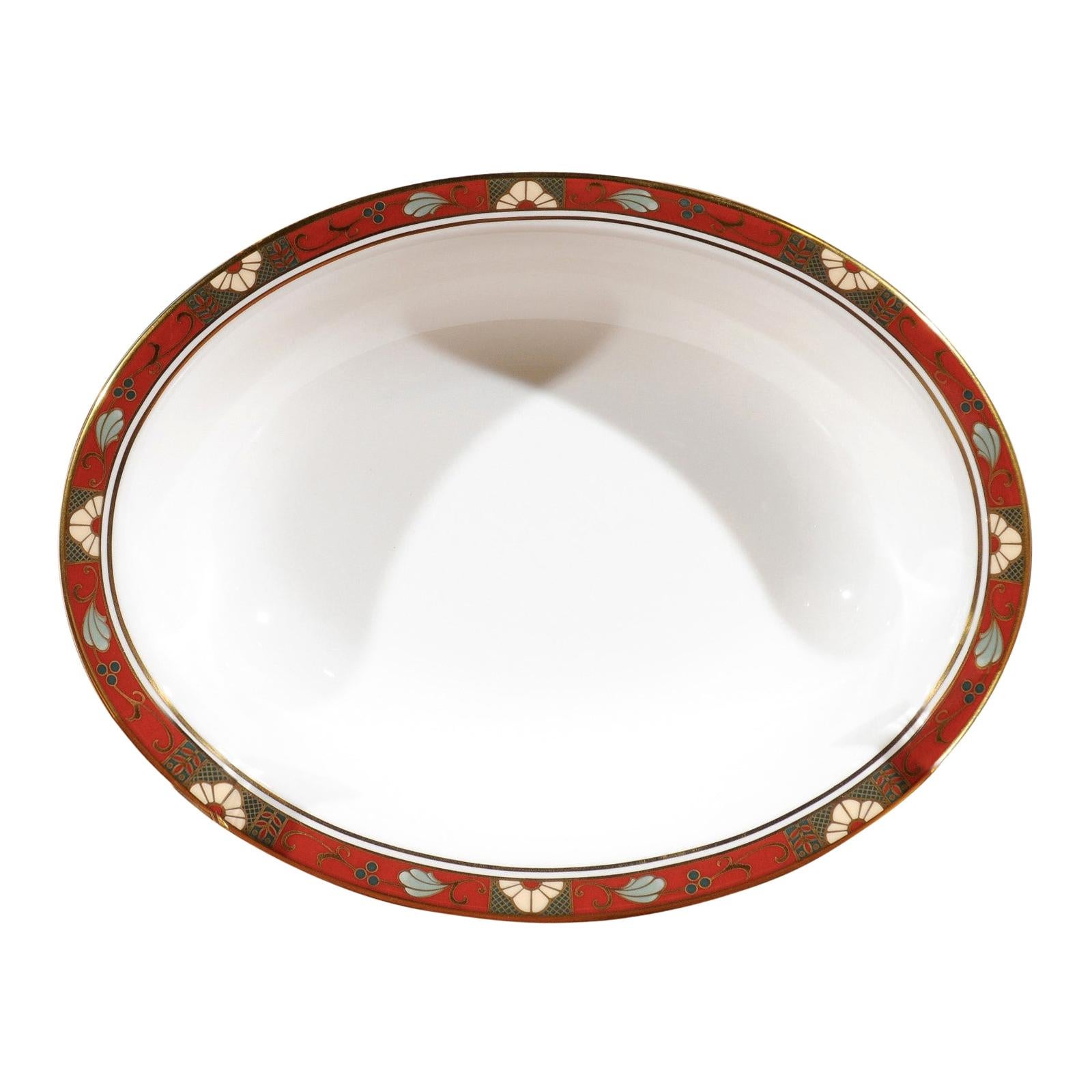 English Royal Crown Derby Porcelain Serving Bowl with a 1317 Cloisonné Pattern For Sale