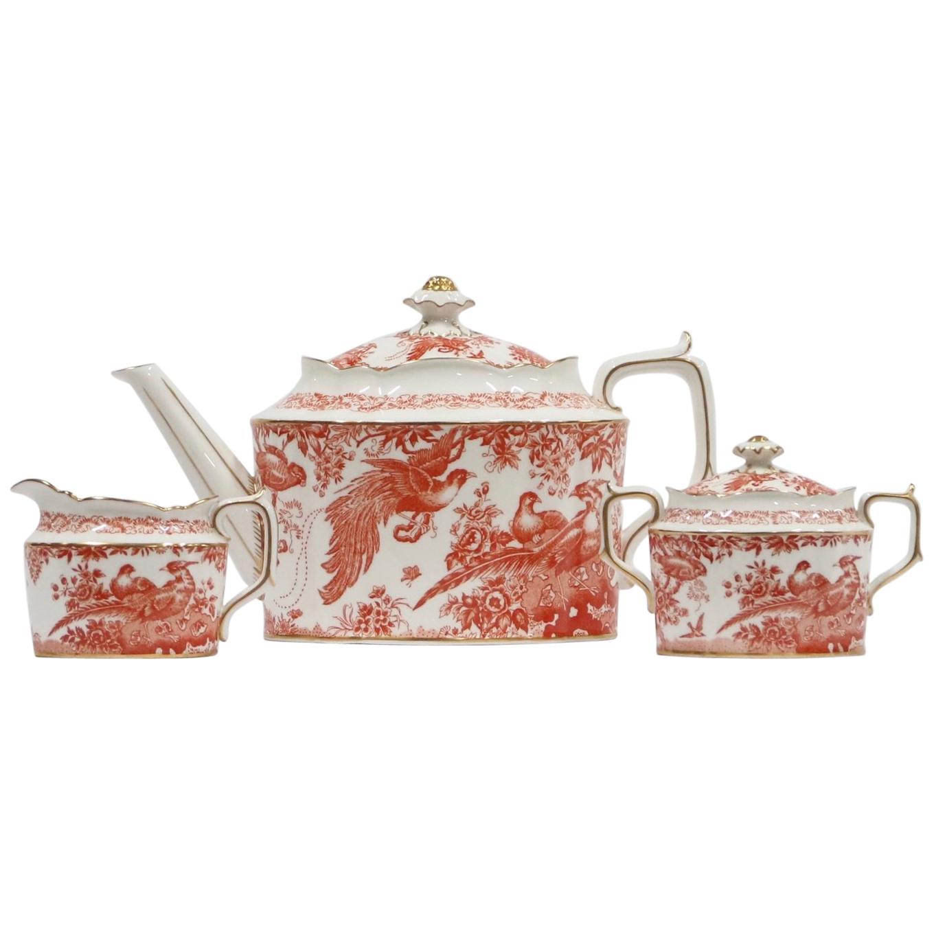 English Royal Crown Derby 
Red Aves
 Bone China Tea Set