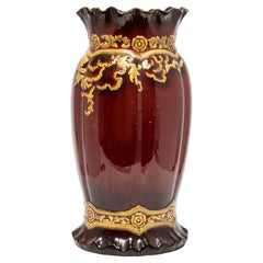 English Royal Doulton Style Ruby Ware Pottery Umbrella Stand