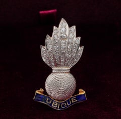 English Royal Grenadier Sweet hearth Brooch 1.20 Carat Diamond