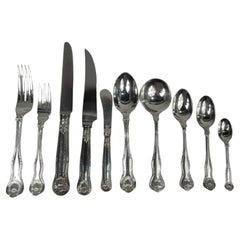 English Royal Husk Sterling Silver Dinner Set with 142 Pieces