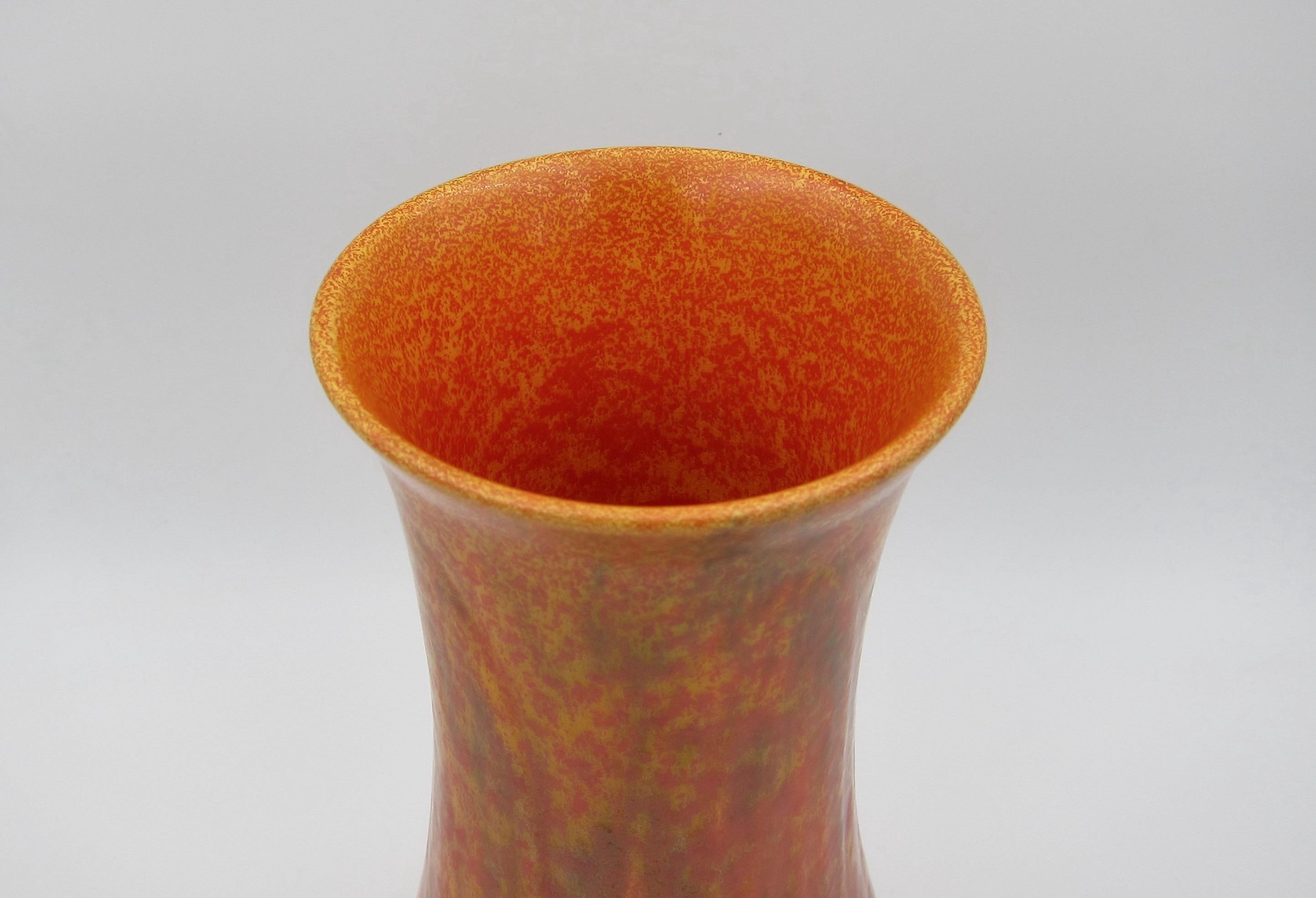 Earthenware English Royal Lancastrian Art Deco Vase in Pilkingtons Orange Vermillion