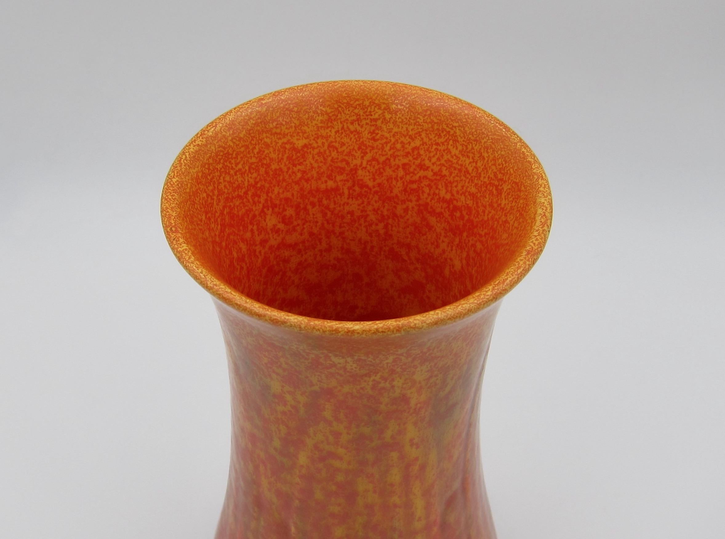 English Royal Lancastrian Art Deco Vase in Pilkingtons Orange Vermillion 1