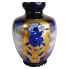 English Royal Staffordshire Flow-Blue Ironstone Vase "irene" Pattern