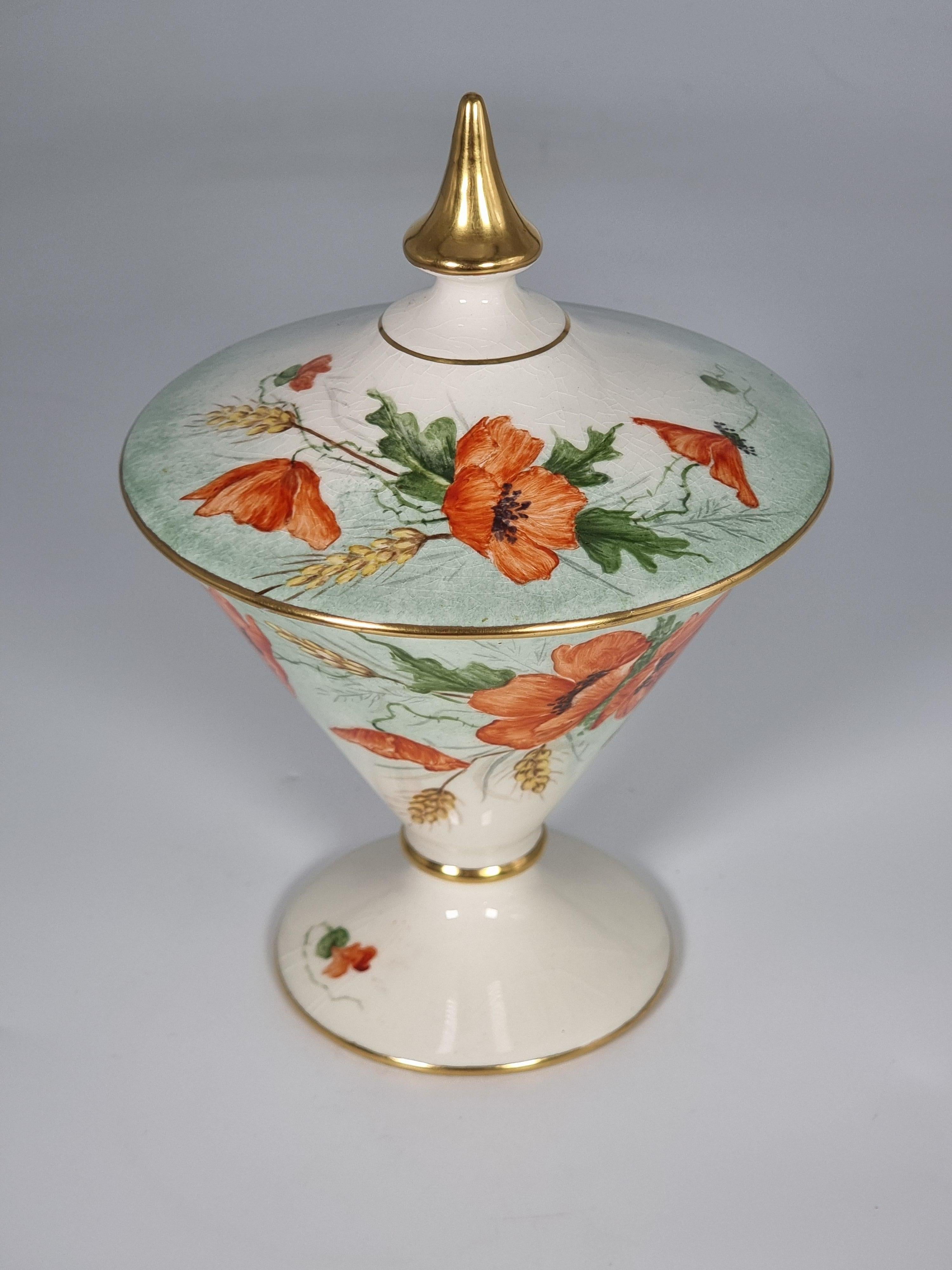 English Royal Winton hand painted vase and cover, Art Deco, circa 1930 For Sale 3