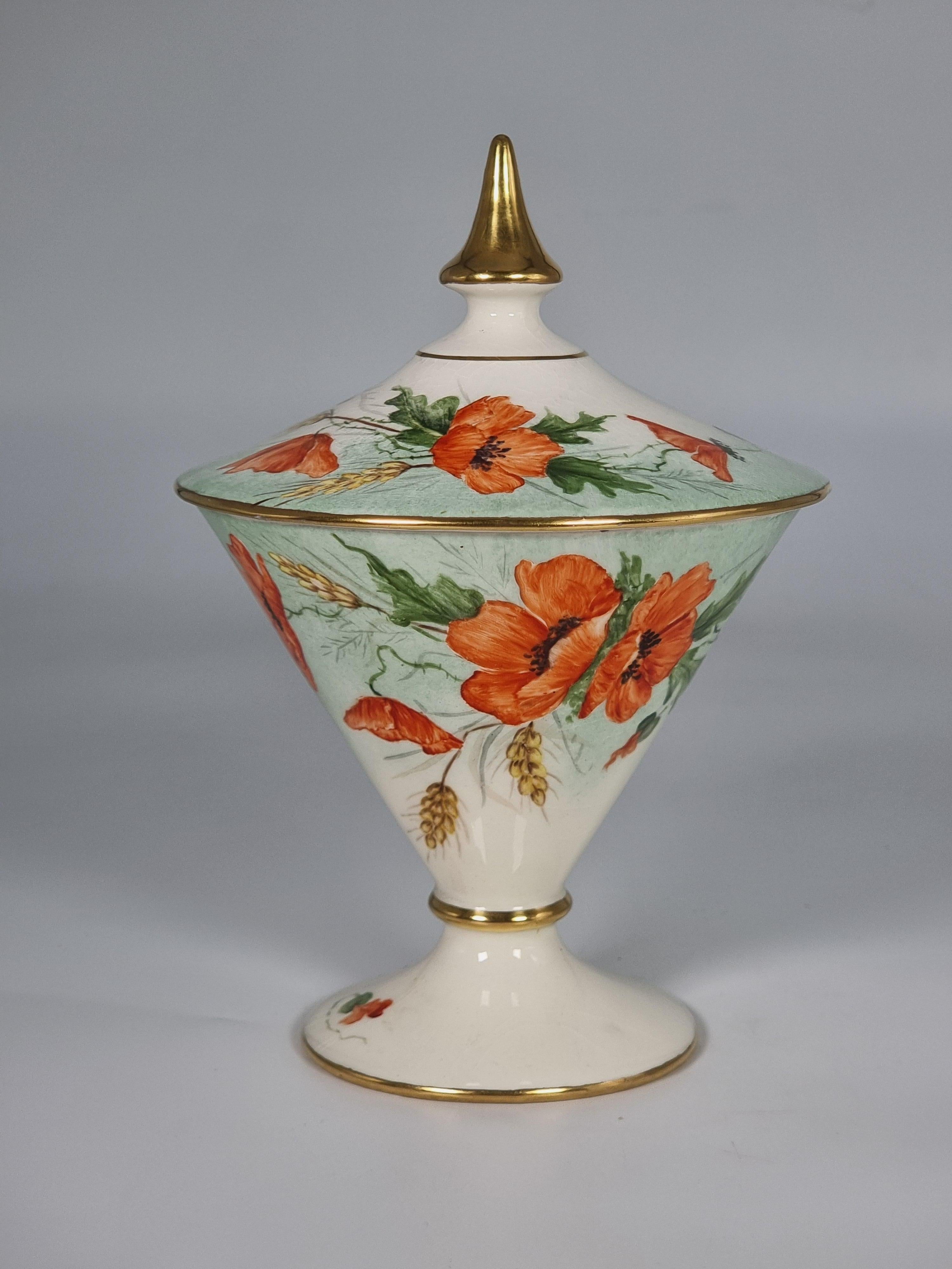 English Royal Winton hand painted vase and cover, Art Deco, circa 1930 For Sale 12