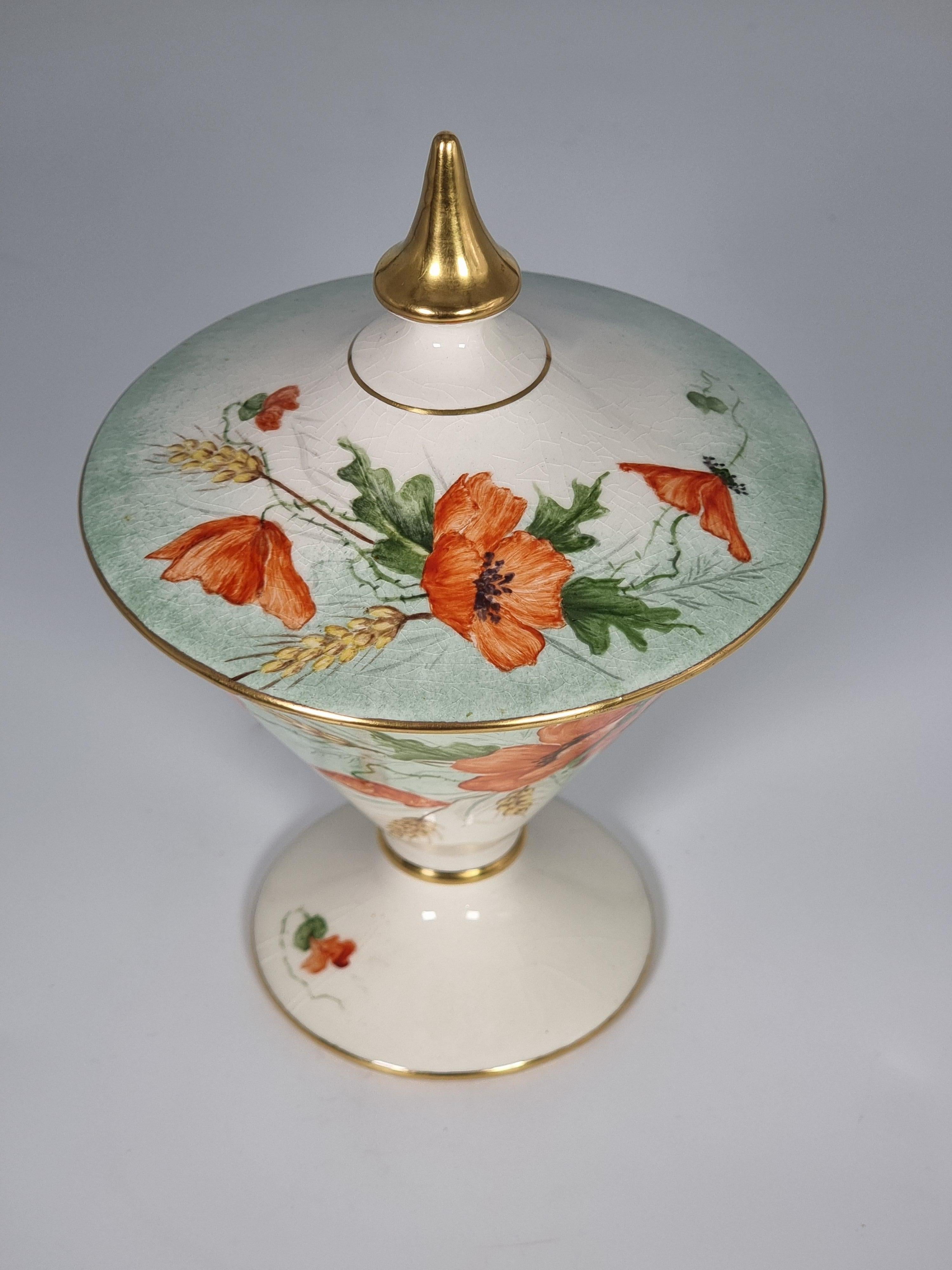 English Royal Winton hand painted vase and cover, Art Deco, circa 1930 For Sale 2