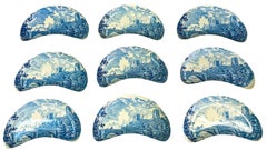 English Royal Worcester Blue & White Transferware Porcelain Bone Dishes - S/9