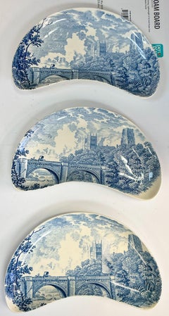 Royal Worcester Victorian Blue & White Transferware Porcelain Dishes Plates S/9