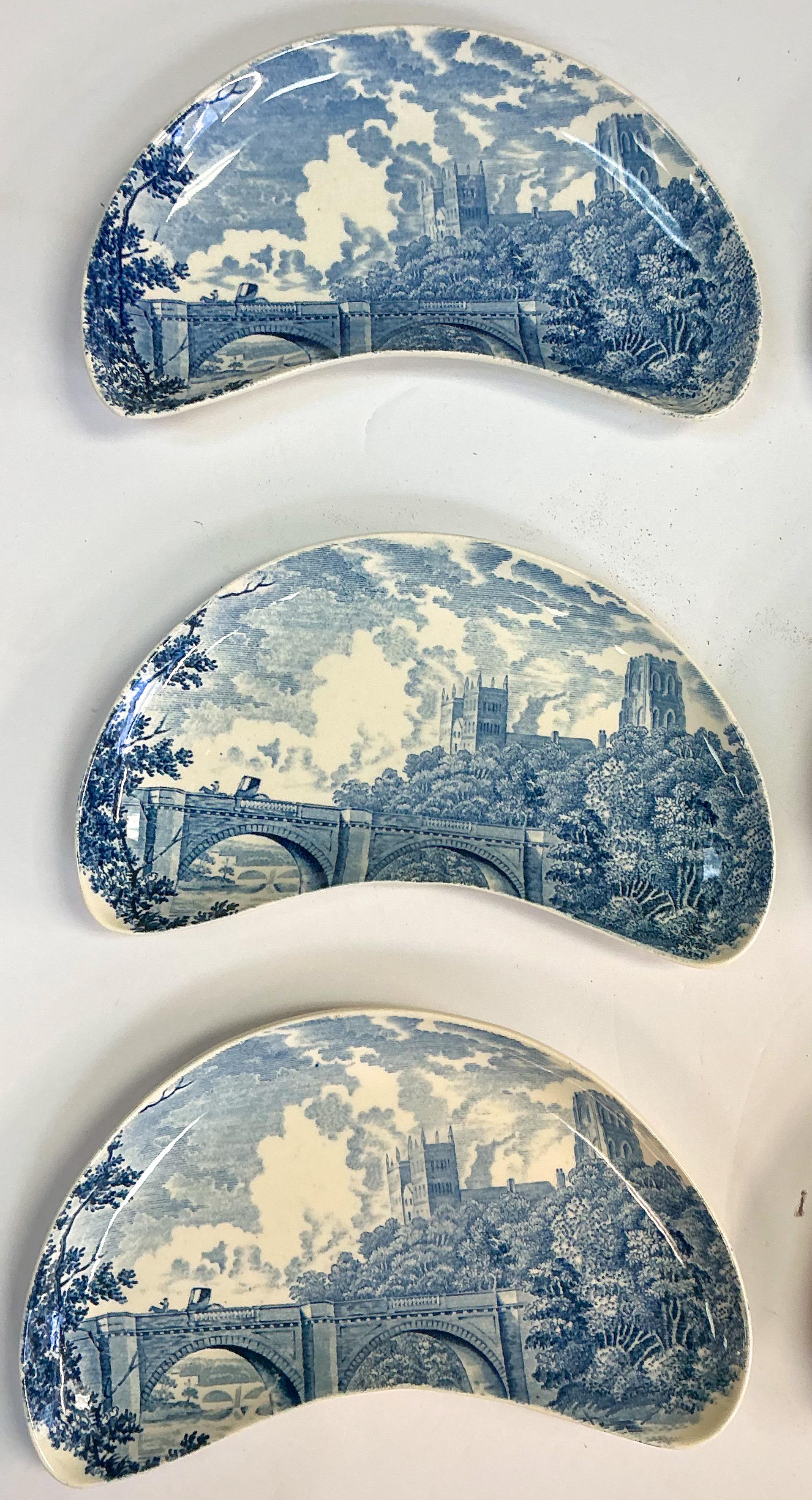 English Royal Worcester Blue & White Transferware Porcelain Bone Dishes - S/9 For Sale 3