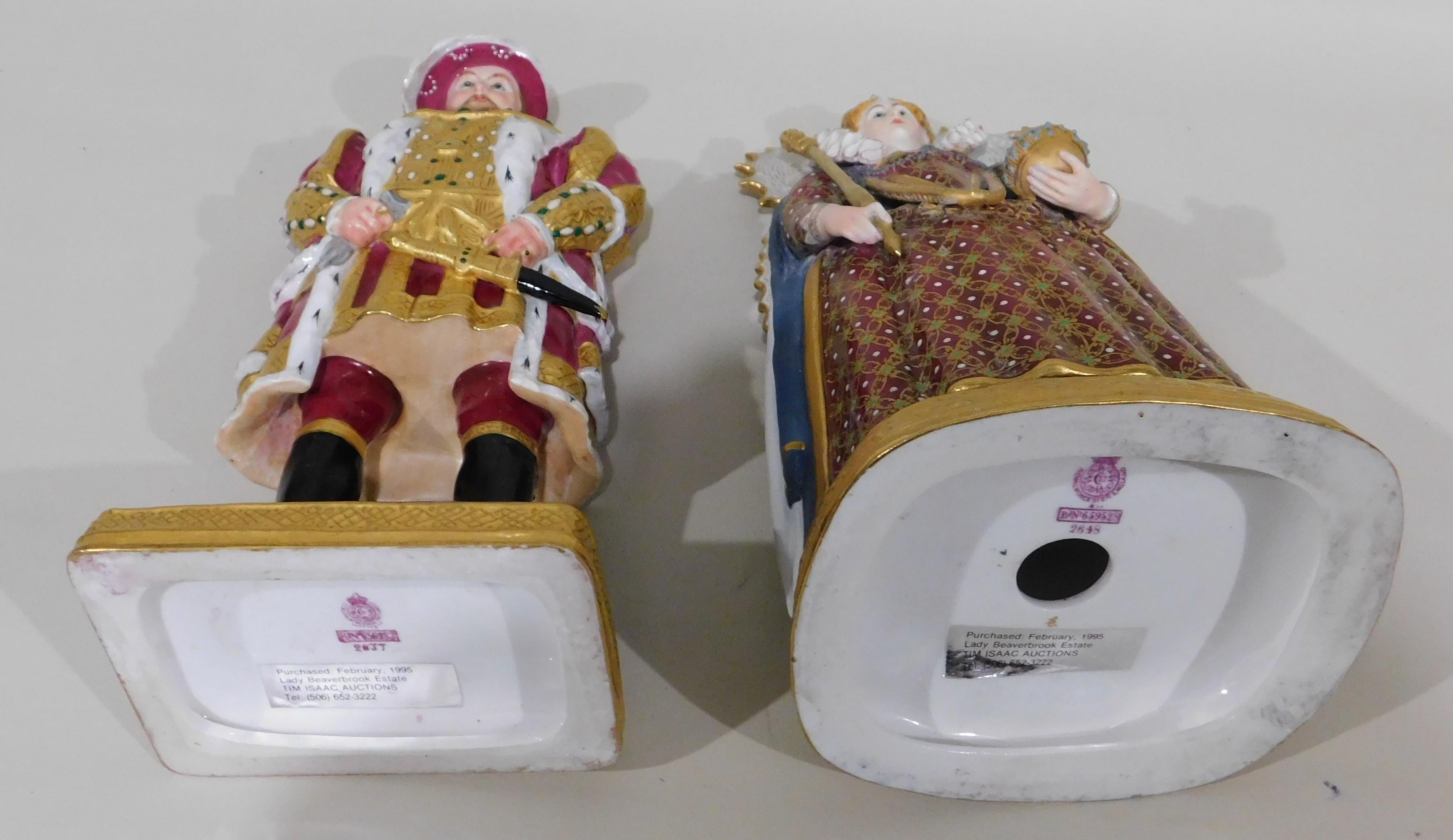 English Royal Worcester Henry VIII and Elizabeth I Porcelain Bone China Figurine In Good Condition In Hamilton, Ontario