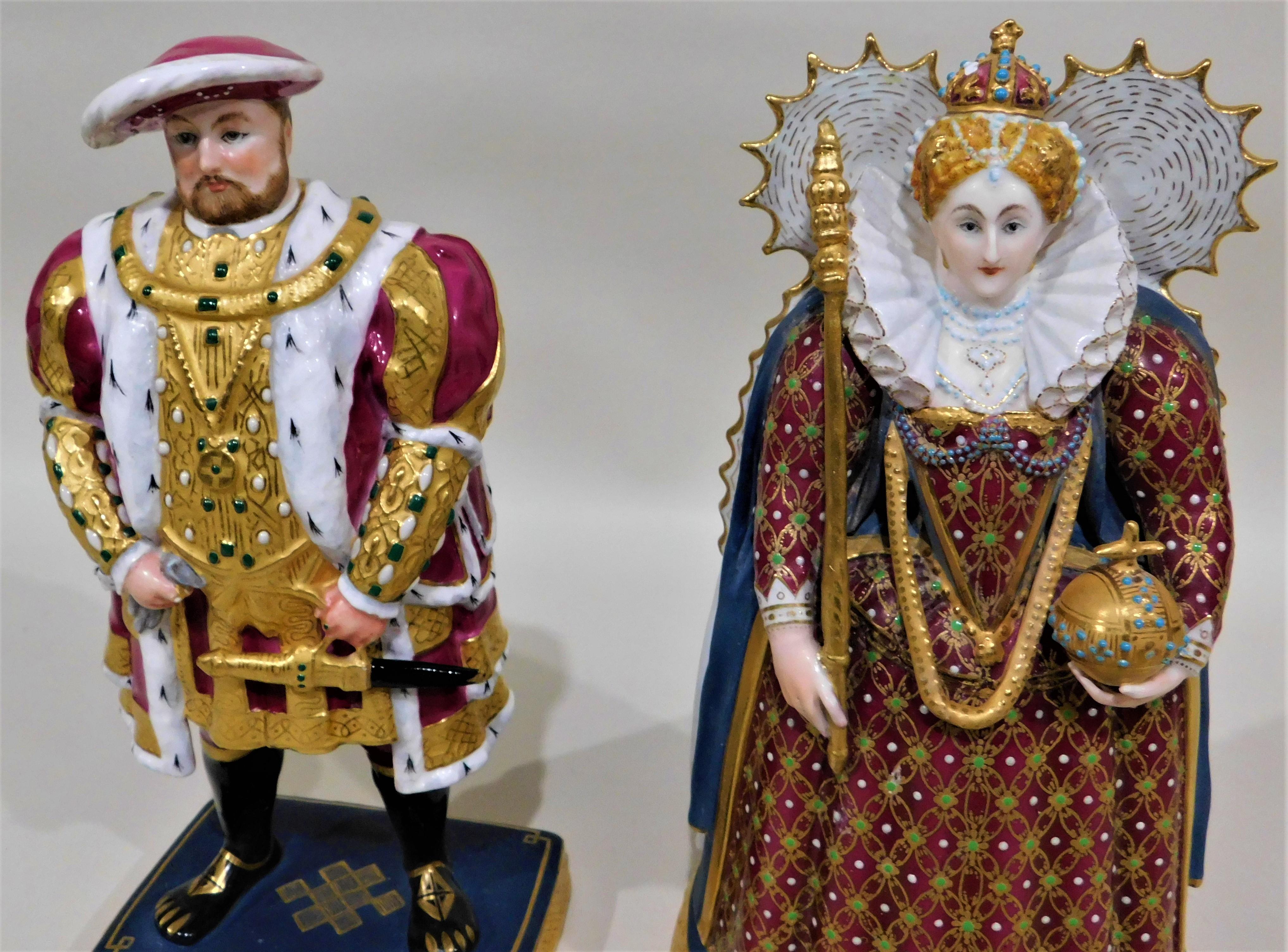 20th Century English Royal Worcester Henry VIII and Elizabeth I Porcelain Bone China Figurine